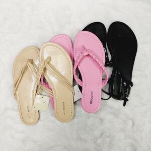 New Abound Bundle of 3  Pink/Black/Cream Thong Flip Flop Slippers S189